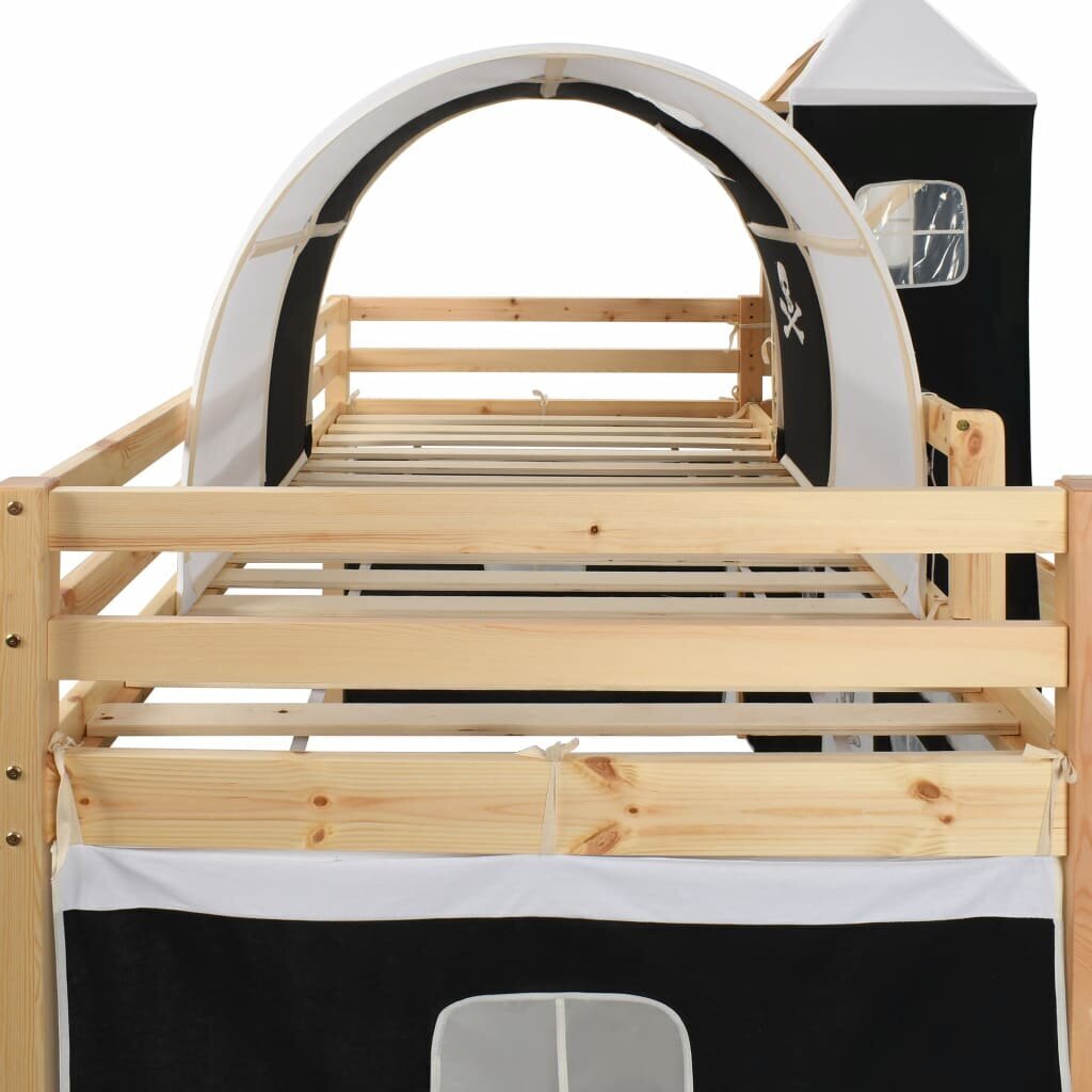 vidaXL bērnu gulta ar slidkalniņu un trepēm, priedes koks, 97x208 cm цена и информация | Bērnu gultas | 220.lv