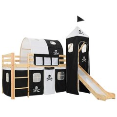 vidaXL bērnu gulta ar slidkalniņu un trepēm, priedes koks, 97x208 cm цена и информация | Детские кровати | 220.lv