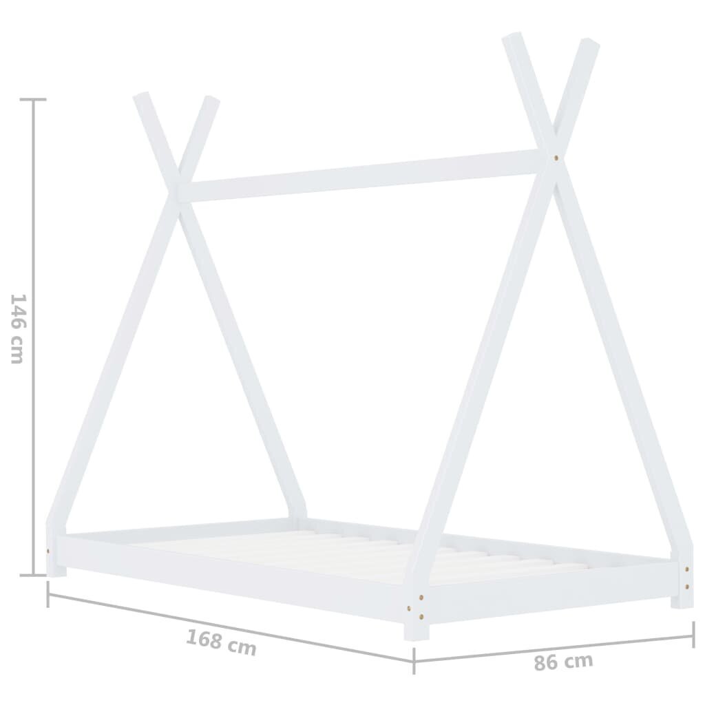 vidaXL bērnu gultas rāmis, balts, priedes masīvkoks, 80x160 cm cena un informācija | Bērnu gultas | 220.lv