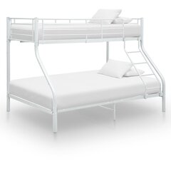 vidaXL divstāvu gultas rāmis, balts metāls, 140x200/90x200 cm cena un informācija | Bērnu gultas | 220.lv