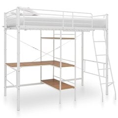 vidaXL divstāvu gulta ar galda rāmi, balts metāls, 90x200 cm цена и информация | Детские кровати | 220.lv
