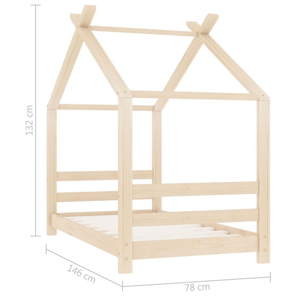 vidaXL bērnu gultas rāmis, priedes masīvkoks, 70x140 cm cena un informācija | Bērnu gultas | 220.lv