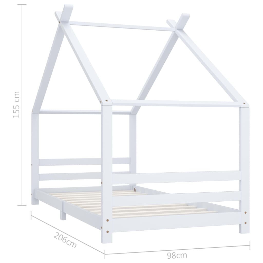 vidaXL bērnu gultas rāmis, balts, priedes masīvkoks, 90x200 cm cena un informācija | Bērnu gultas | 220.lv