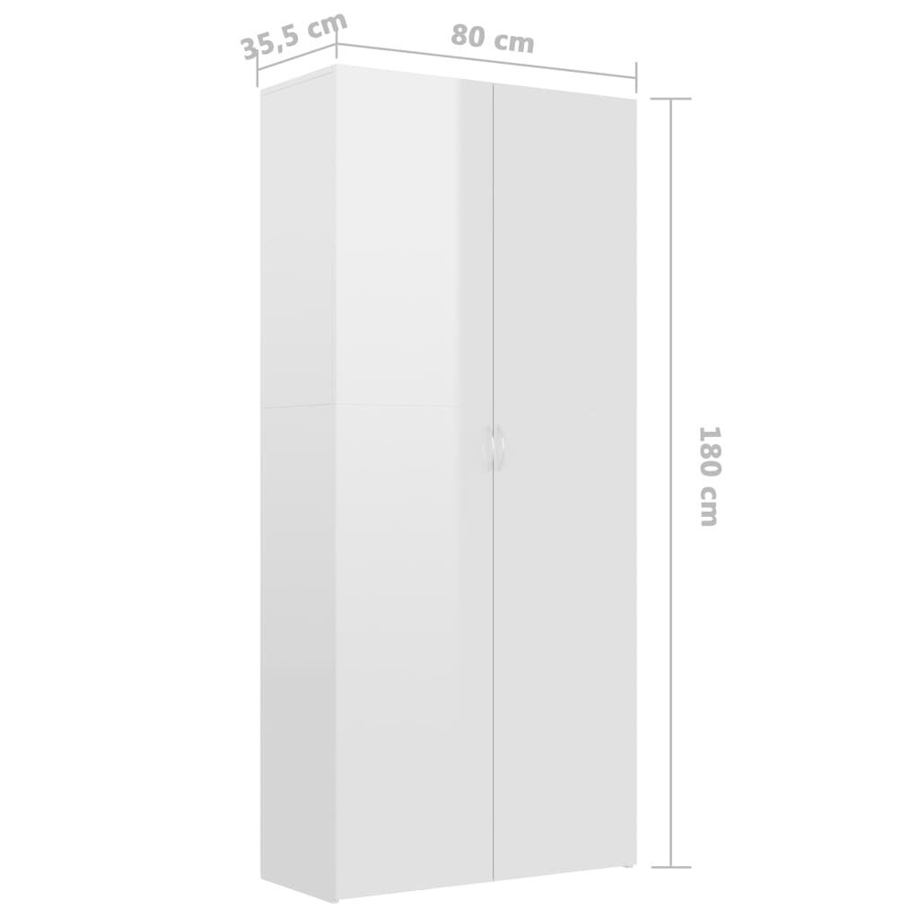 vidaXL apavu skapis, 80x35,5x180 cm, kokskaidu plāksne, spīdīgi balts цена и информация | Apavu skapji, apavu plaukti, priekšnama soliņi | 220.lv