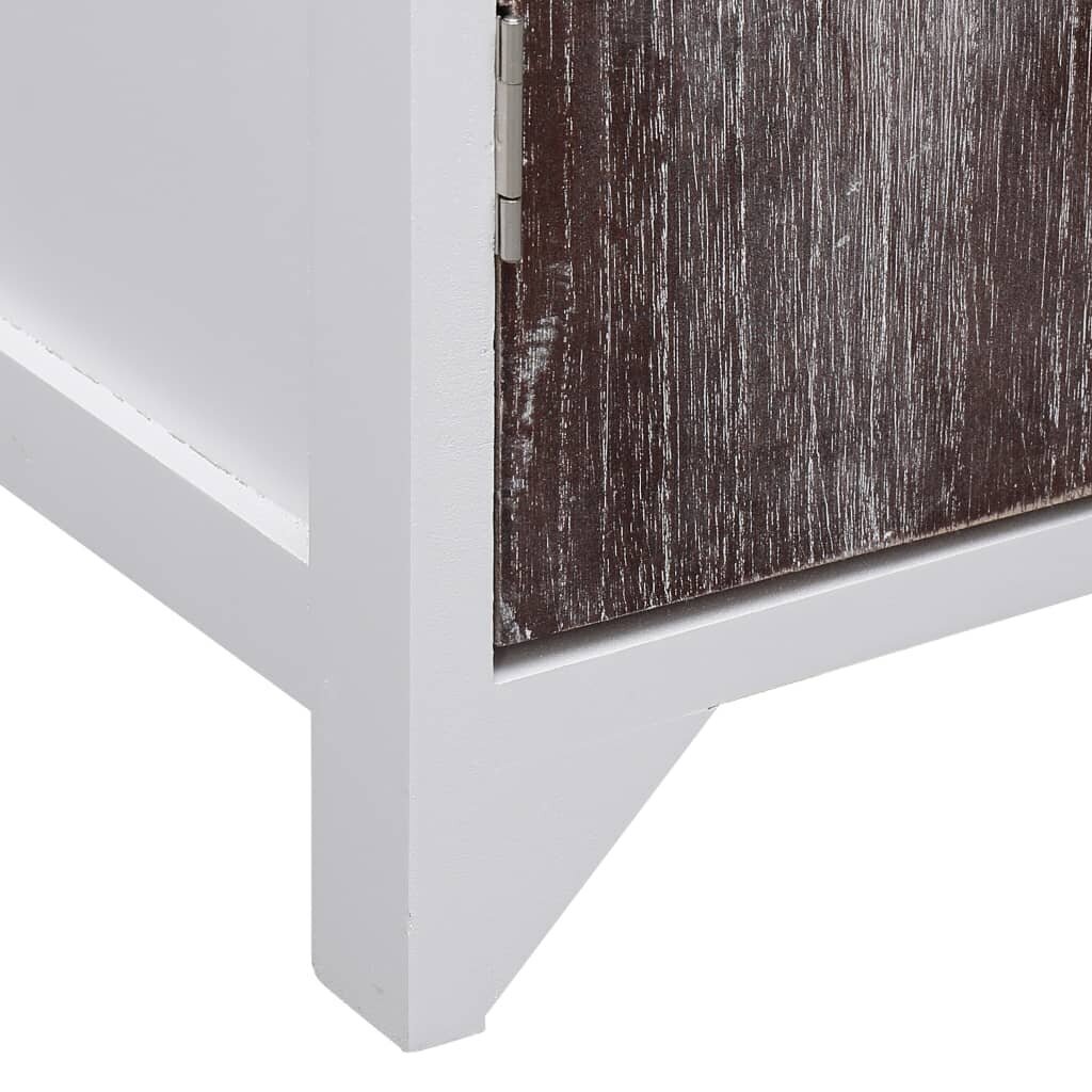 vidaXL vannasistabas skapītis, 46x24x116 cm, koks, balts ar brūnu цена и информация | Vannas istabas skapīši | 220.lv