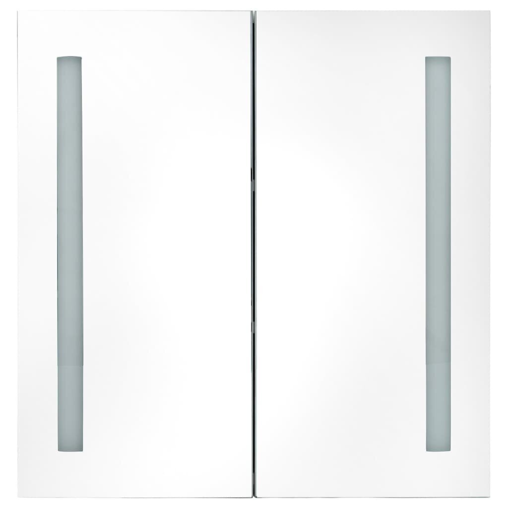 vidaXL vannasistabas skapītis ar spoguli un LED, 62x14x60 cm cena un informācija | Vannas istabas skapīši | 220.lv