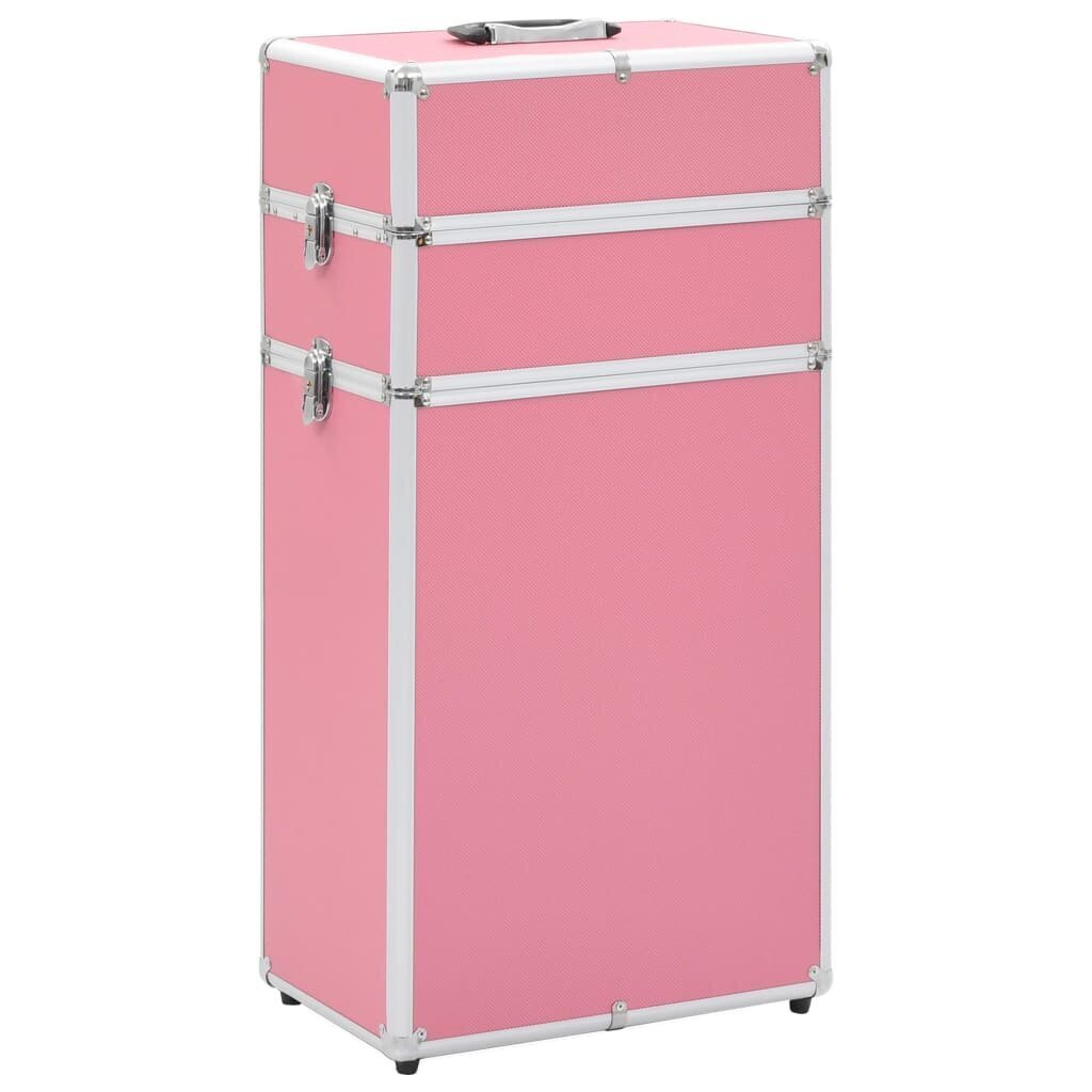 vidaXL kosmētikas koferis ar riteņiem, alumīnijs, rozā cena un informācija | Kosmētikas somas, spoguļi | 220.lv