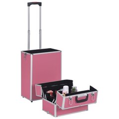 vidaXL kosmētikas koferis uz riteņiem, alumīnijs, rozā cena un informācija | Kosmētikas somas, spoguļi | 220.lv