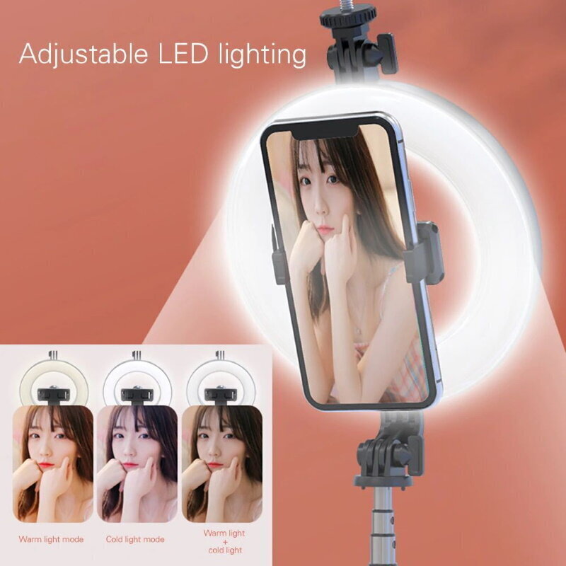 CP X2 LED 16cm Uzlādējama Selfie Lampa ar BT Pulti & Rokturi + Grīdas statīvu 20-90cm + Telefona stiprinājums цена и информация | Apgaismojums fotografēšanai | 220.lv