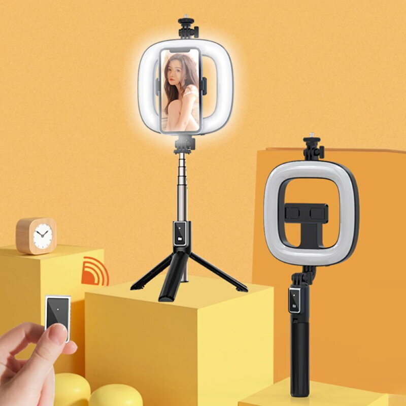 CP X2 LED 16cm Uzlādējama Selfie Lampa ar BT Pulti & Rokturi + Grīdas statīvu 20-90cm + Telefona stiprinājums цена и информация | Apgaismojums fotografēšanai | 220.lv