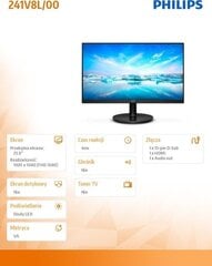 Philips 241V8L/00 cena un informācija | Monitori | 220.lv