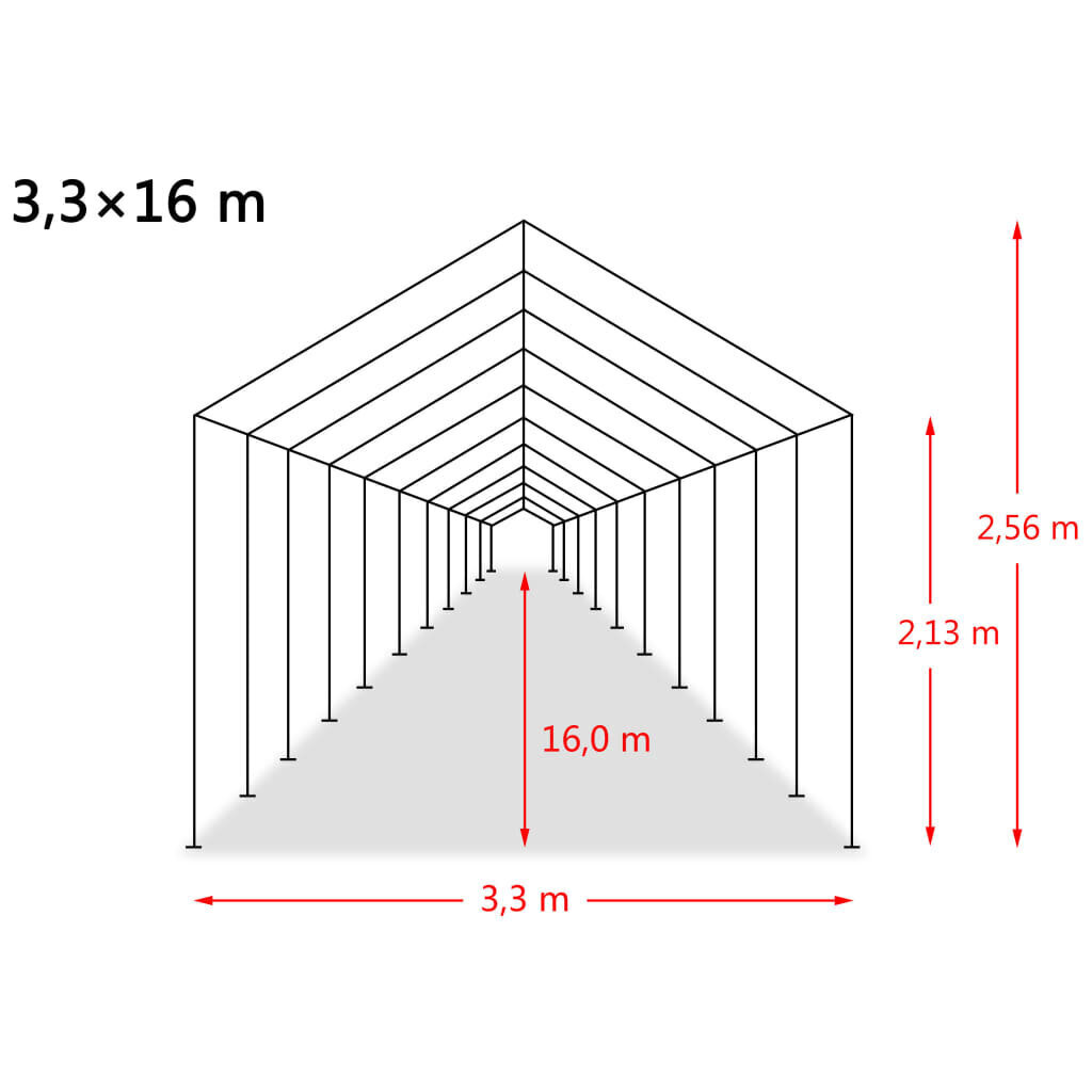 vidaXL mājlopu nojume, tumši zaļa, PVC, 3,3x16 m, 550 g/m², noņemama cena un informācija | Preces lauksaimniecības dzīvniekiem | 220.lv