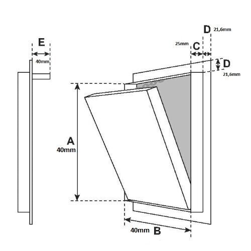 Revīzijas alumīnija durvis (flīzēm), 400x400x12.5mm cena un informācija | Revīzijas lūkas, piederumi | 220.lv