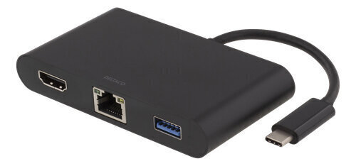 DELTACO USB C, HDMI, RJ45, 2xUSB, C USB, melns / USBC-1266 цена и информация | Adapteri un USB centrmezgli | 220.lv