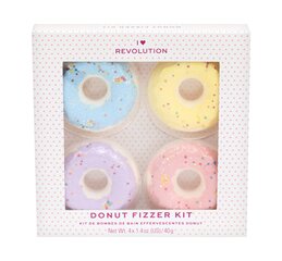 Šķīstošu smaržīgu vannas burbuļu komplekts Makeup Revolution London I Heart Revolution Donut Fizzer 4 x 40 g cena un informācija | Dušas želejas, eļļas | 220.lv