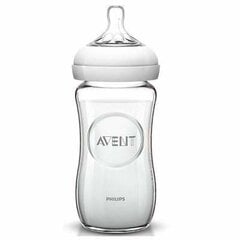 Стеклянная бутылочка для кормления AVENT Natural 240 мл, 1M+  цена и информация | Бутылочки и аксессуары | 220.lv