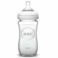 Stikla pudelīte Philips Avent "Natural", 1+ mēn., 240 ml cena un informācija | Bērnu pudelītes un to aksesuāri | 220.lv