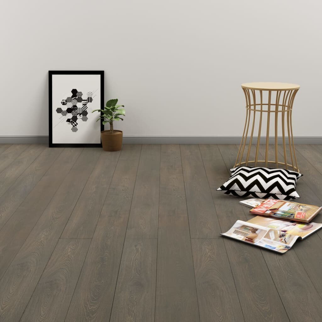 vidaXL grīdas dēļi, pašlīmējoši, 4,46 m², 3 mm, pelēks un brūns PVC цена и информация | Lamināts | 220.lv