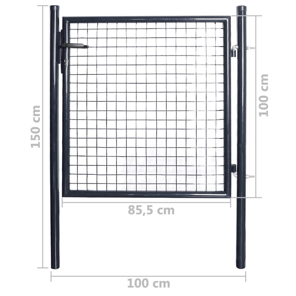 vidaXL sieta žoga vārti, cinkots tērauds, 85,5x100 cm, pelēki cena un informācija | Žogi un piederumi | 220.lv