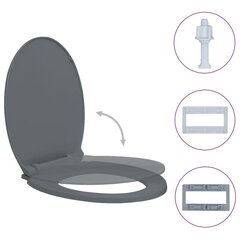 vidaXL tualetes poda vāks, lēnās aizvēršanas funkcija, ovāls, pelēks cena un informācija | Piederumi tualetes podiem un bidē | 220.lv