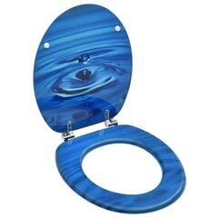 vidaXL tualetes poda sēdeklis ar vāku, MDF, zils, ūdens lāšu dizains cena un informācija | Piederumi tualetes podiem un bidē | 220.lv