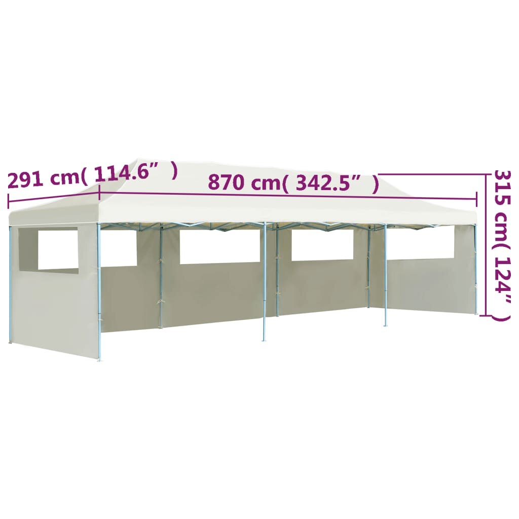 vidaXL saliekama nojume ar 5 sānu sienām, 3x9 m, krēmkrāsas цена и информация | Dārza nojumes un lapenes | 220.lv