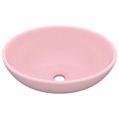vidaXL izlietne, ovāla forma, 40x33 cm, matēta rozā keramika cena un informācija | Izlietnes | 220.lv