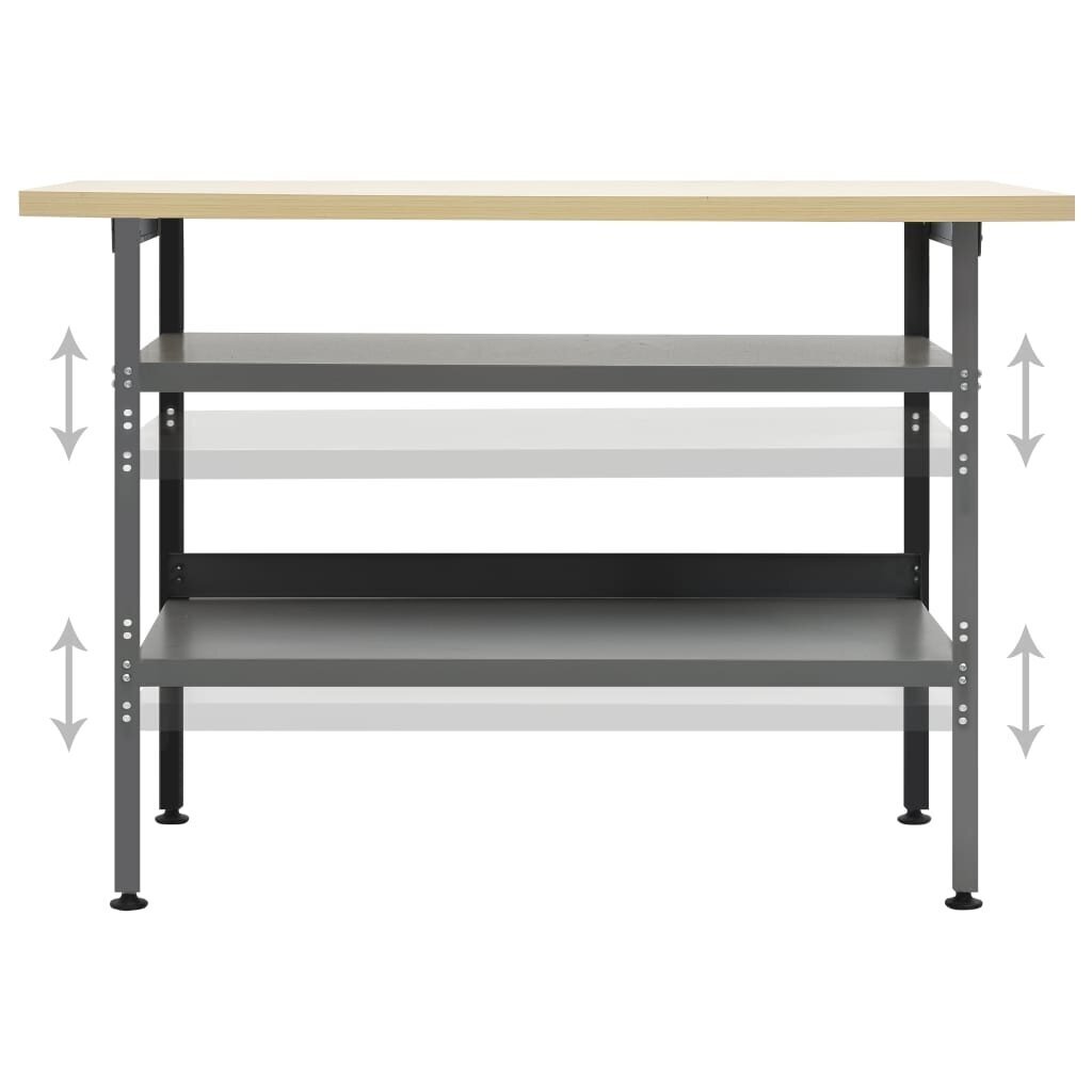 vidaXL darbagalds, pelēks, 120x60x85 cm, tērauds cena un informācija | Zāģi, ripzāģi | 220.lv