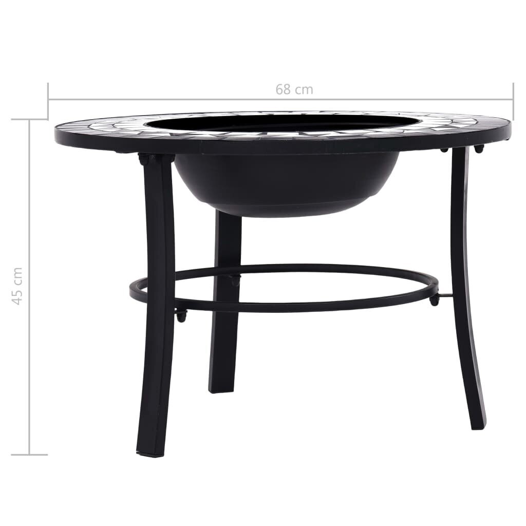 vidaXL ugunskura vietas galds, mozaīka, 68cm, melns ar baltu, keramika цена и информация | Kamīni | 220.lv