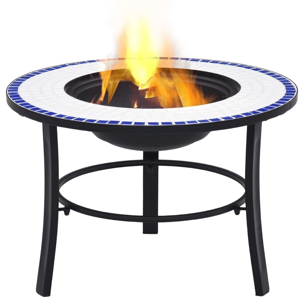 vidaXL ugunskura vietas galds, mozaīka, 68 cm, zils ar baltu, keramika cena un informācija | Kamīni | 220.lv