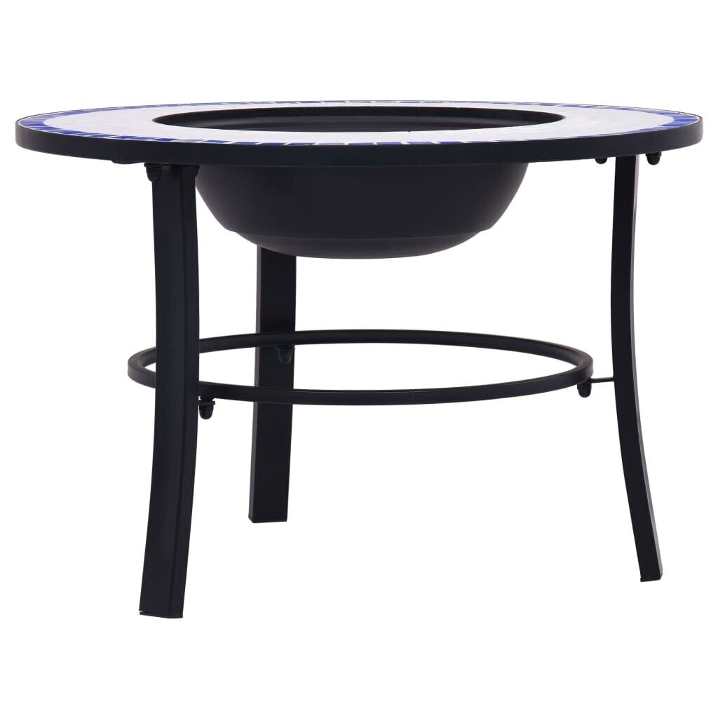 vidaXL ugunskura vietas galds, mozaīka, 68 cm, zils ar baltu, keramika cena un informācija | Kamīni | 220.lv