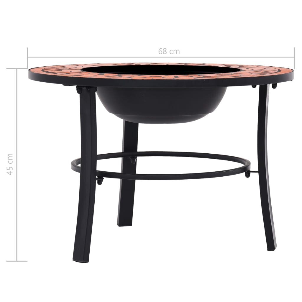 vidaXL ugunskura vietas galds, mozaīka, 68 cm, sarkanbrūns, keramika cena un informācija | Kamīni | 220.lv
