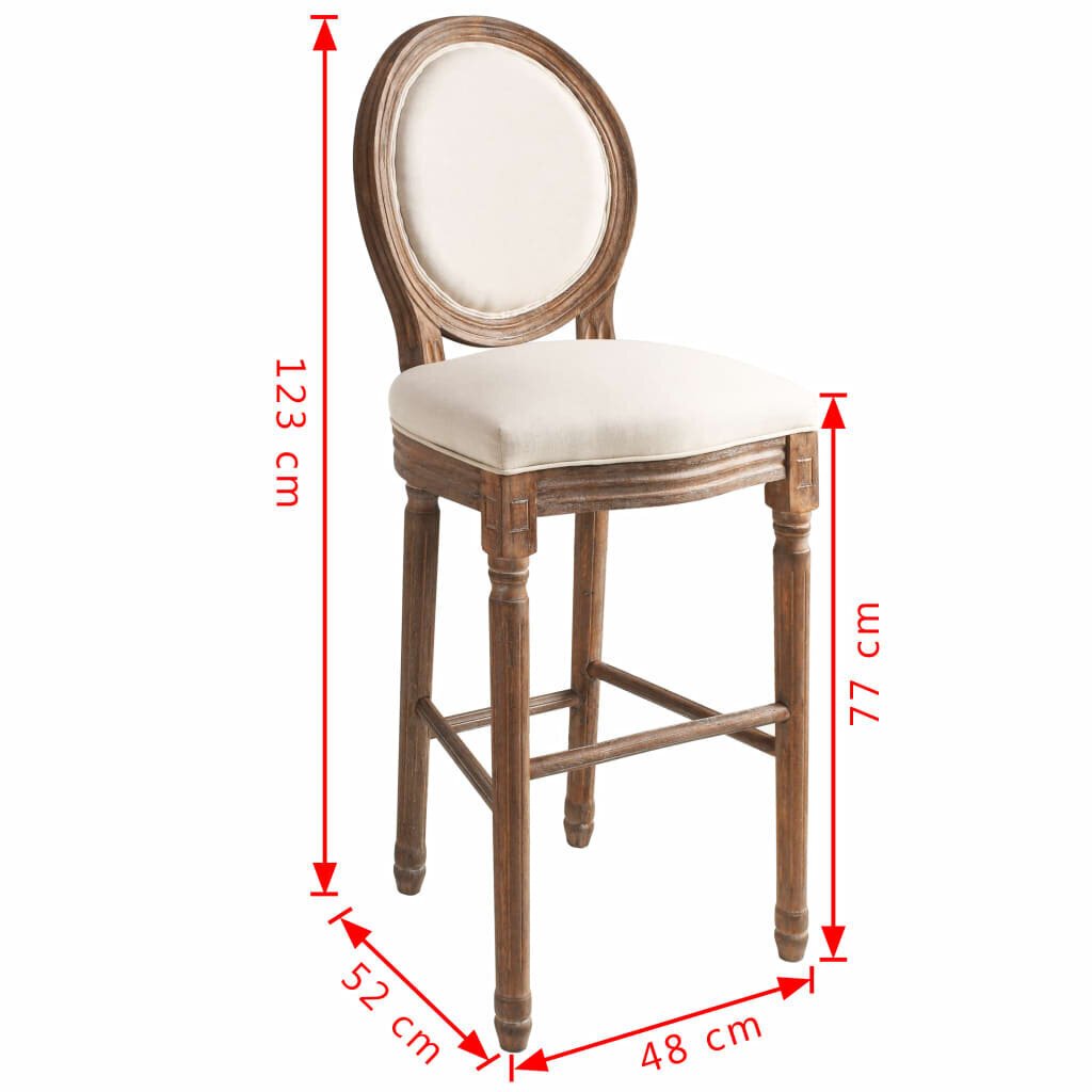 vidaXL bāra krēsli, 2 gab., balts lins cena un informācija | Virtuves un ēdamistabas krēsli | 220.lv