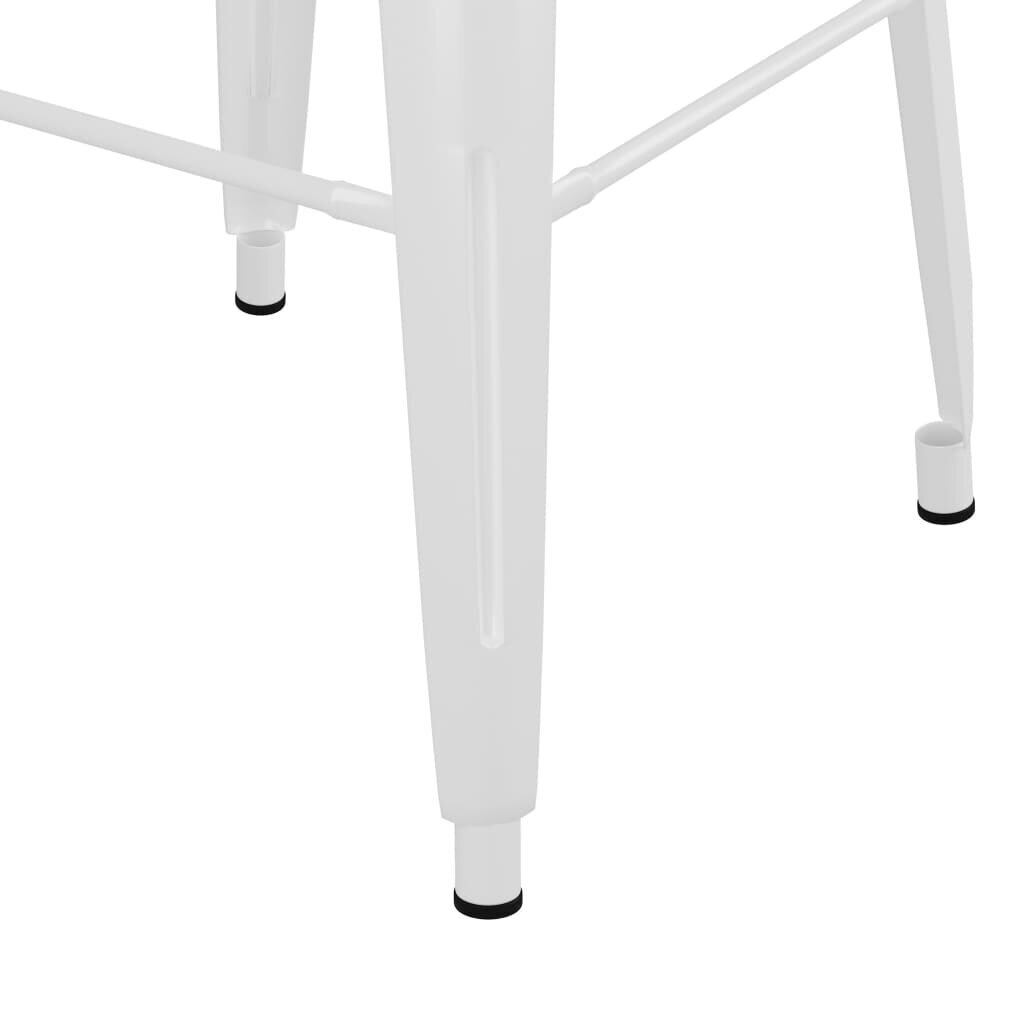 vidaXL bāra krēsli, 2 gab., saliekami viens uz otra, balts metāls цена и информация | Virtuves un ēdamistabas krēsli | 220.lv