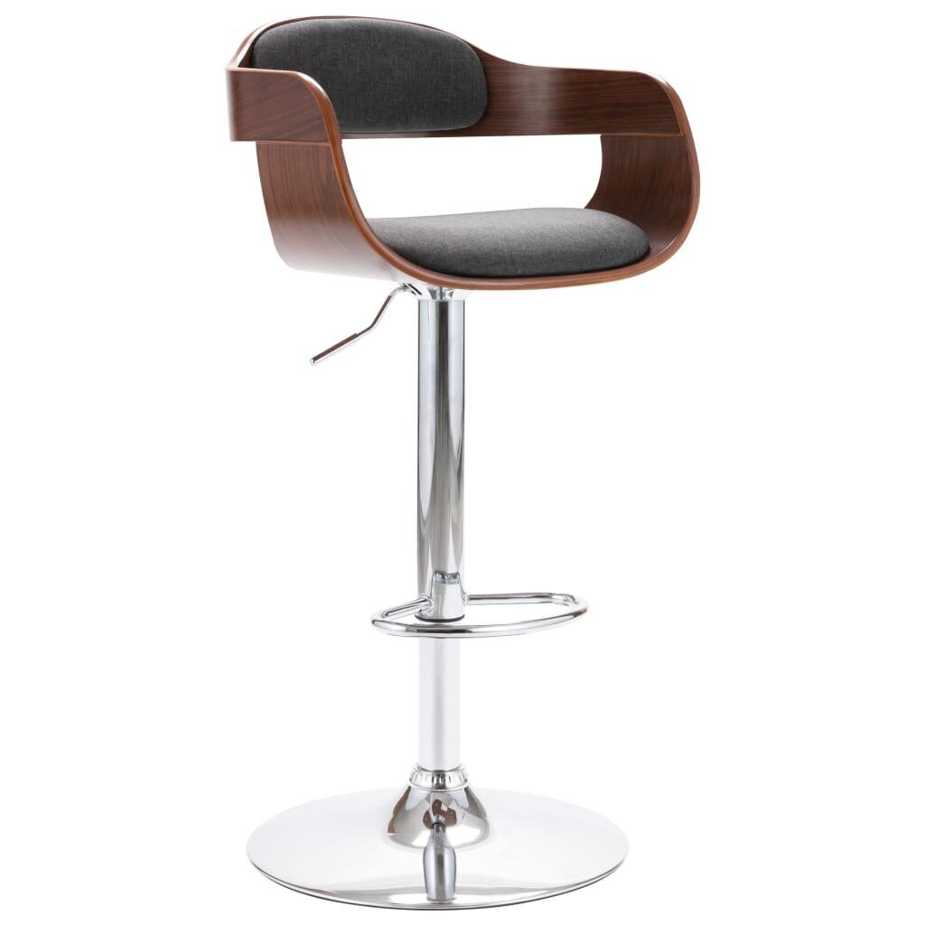 vidaXL bāra krēsls, saplāksnis, pelēks audums cena un informācija | Virtuves un ēdamistabas krēsli | 220.lv