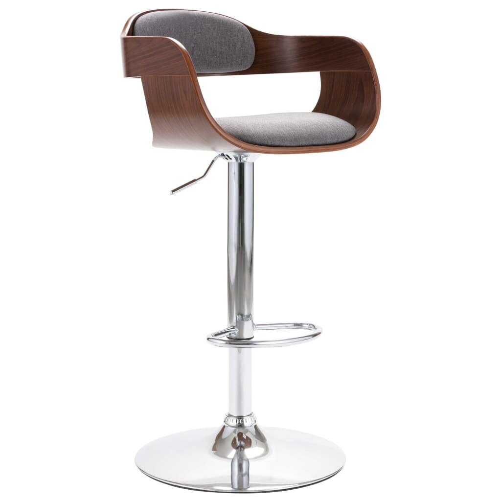 vidaXL bāra krēsls, saplāksnis, pelēks audums cena un informācija | Virtuves un ēdamistabas krēsli | 220.lv