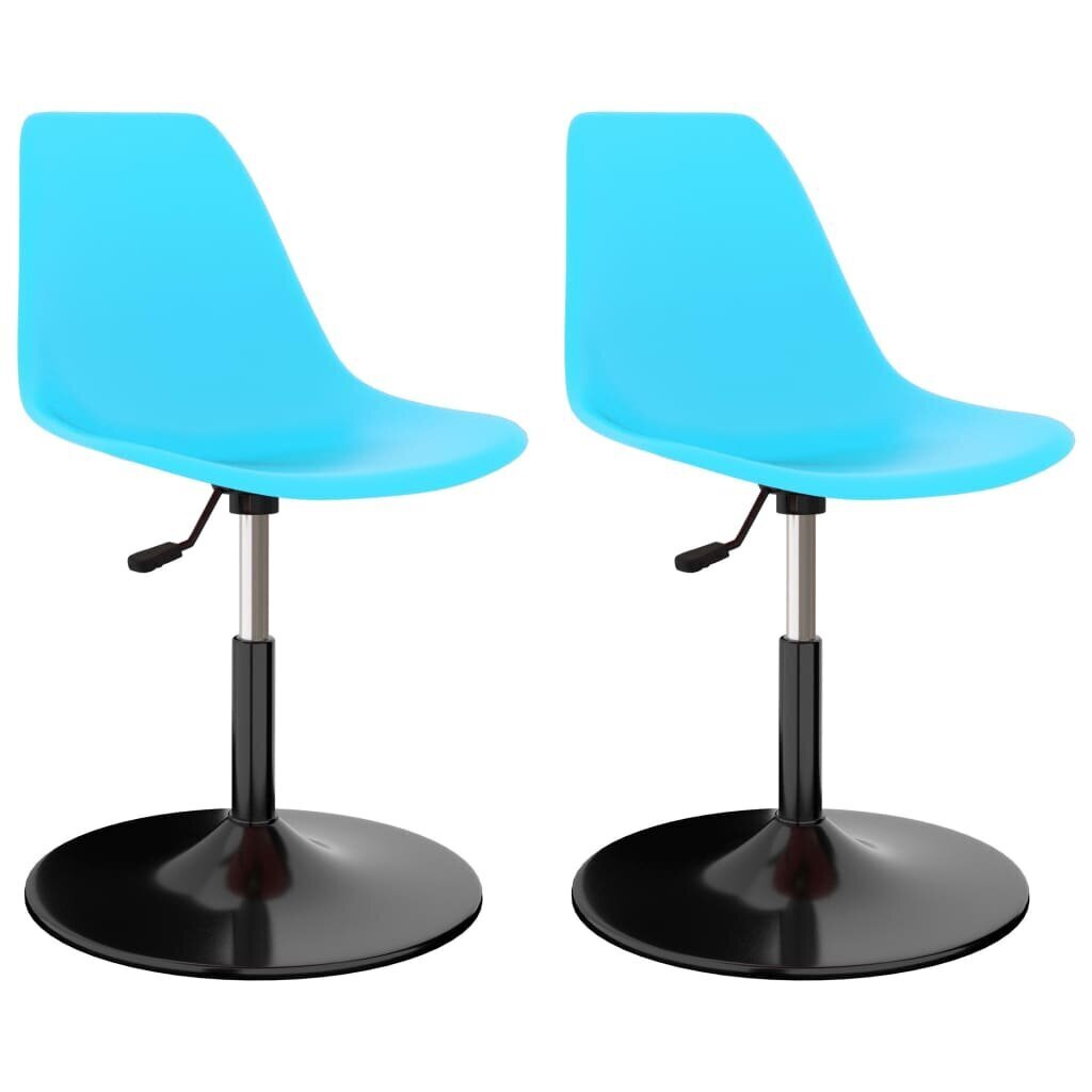 vidaXL grozāmi virtuves krēsli, 2 gab., zila plastmasa cena un informācija | Virtuves un ēdamistabas krēsli | 220.lv