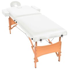 vidaXL masāžas galds, saliekams, 2 daļas, 10 cm, biezs, balts цена и информация | Аксессуары для массажа | 220.lv