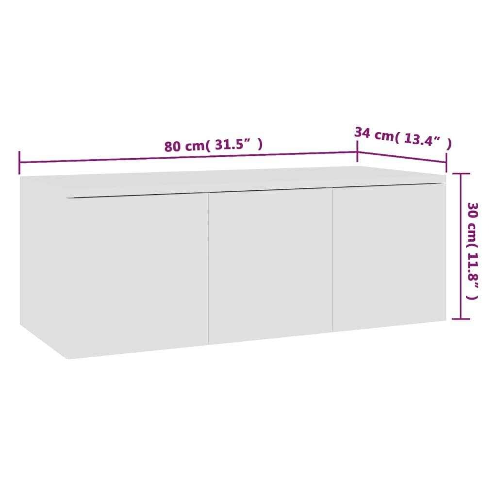 vidaXL TV skapītis, balts, 80x34x30 cm, skaidu plāksne cena un informācija | TV galdiņi | 220.lv