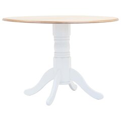 vidaXL virtuves galds, balts un brūns, 106 cm, masīvs gumijkoks цена и информация | Кухонные и обеденные столы | 220.lv