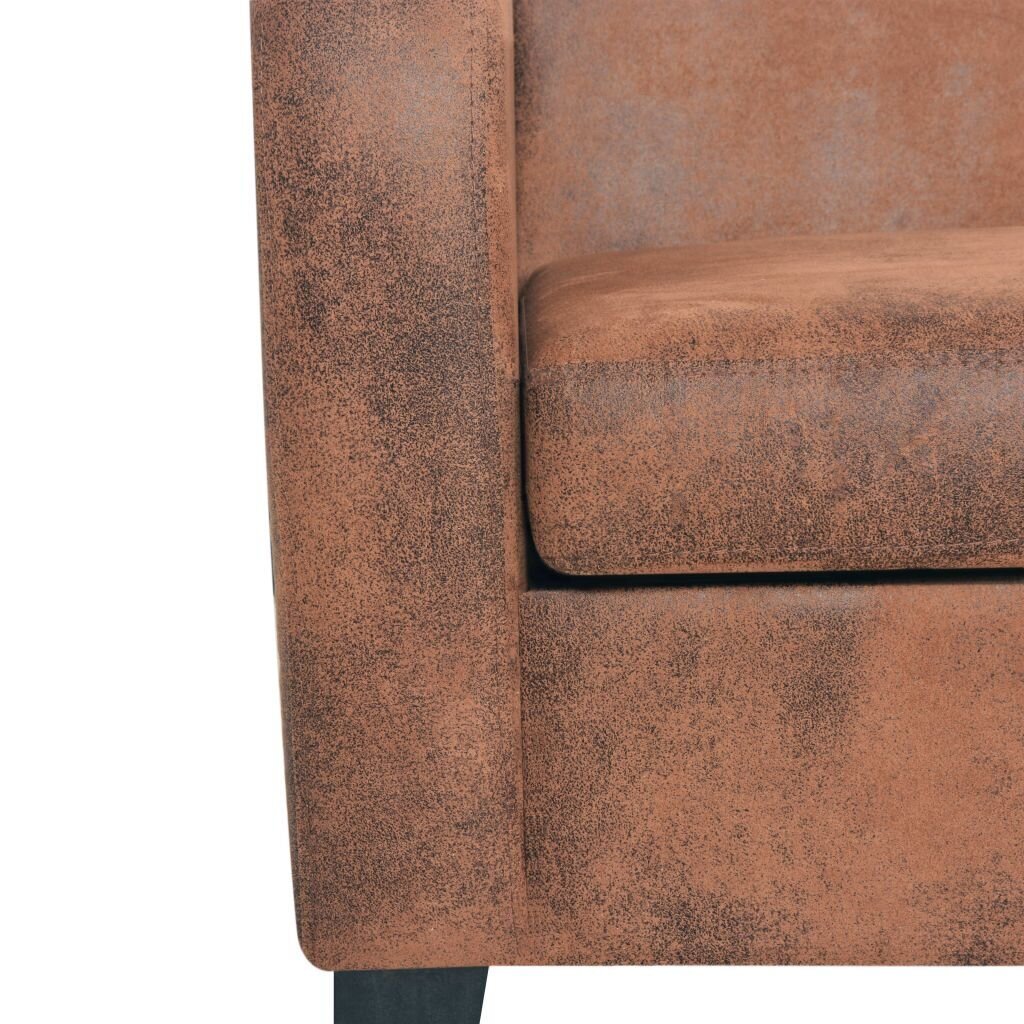 vidaXL dīvāns, divvietīgs, mākslīga zamšāda, brūns cena un informācija | Dīvāni | 220.lv