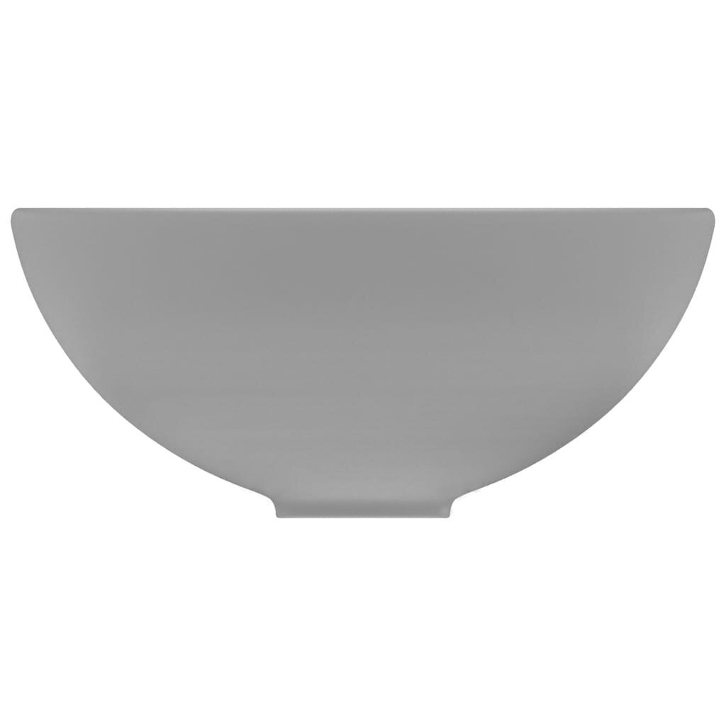 vidaXL izlietne, apaļa, 32,5x14 cm, matēta gaiši pelēka keramika cena un informācija | Izlietnes | 220.lv