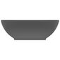 vidaXL izlietne, ovāla forma, 40x33 cm, matēta tumši pelēka keramika cena un informācija | Izlietnes | 220.lv