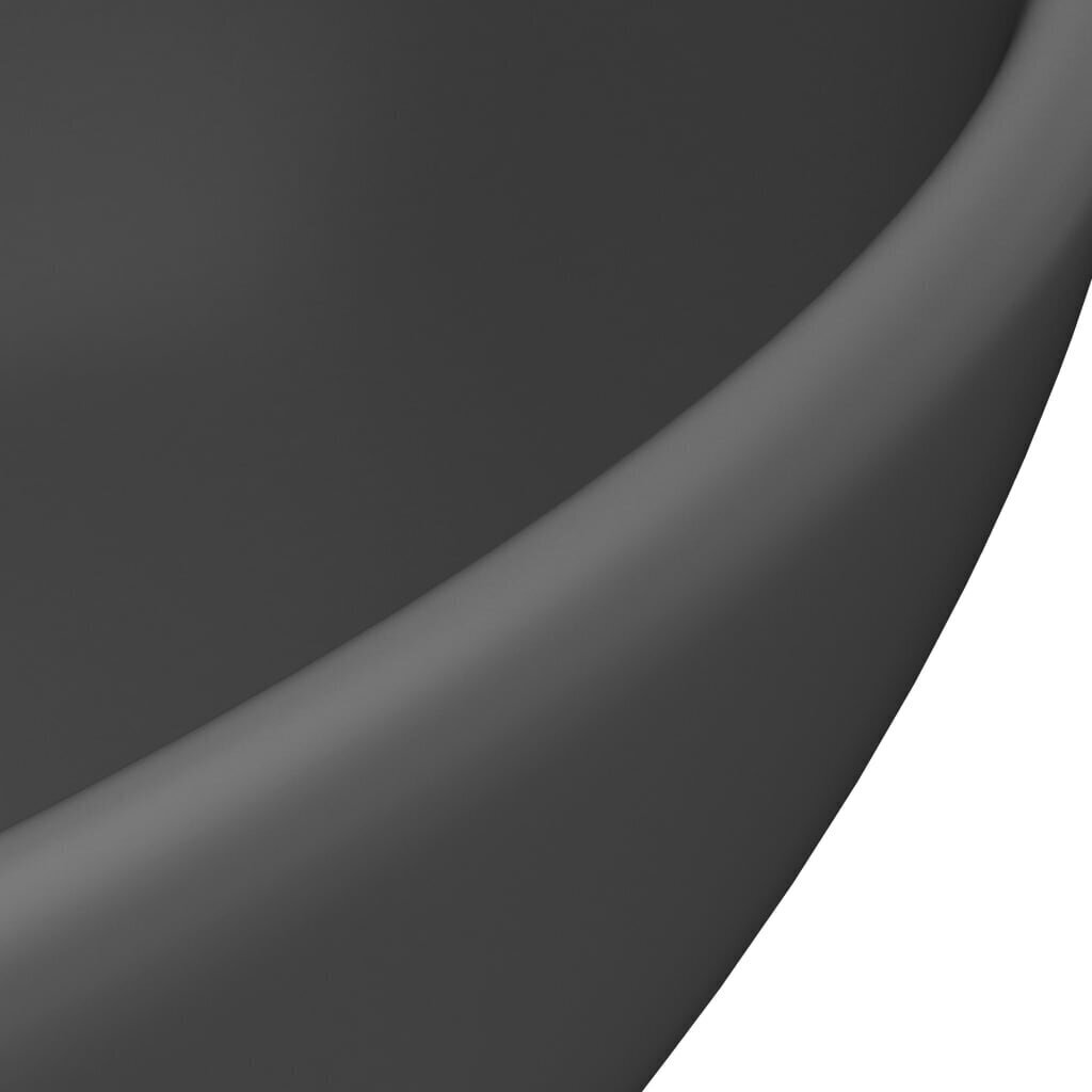 vidaXL izlietne, ovāla forma, 40x33 cm, matēta tumši pelēka keramika cena un informācija | Izlietnes | 220.lv