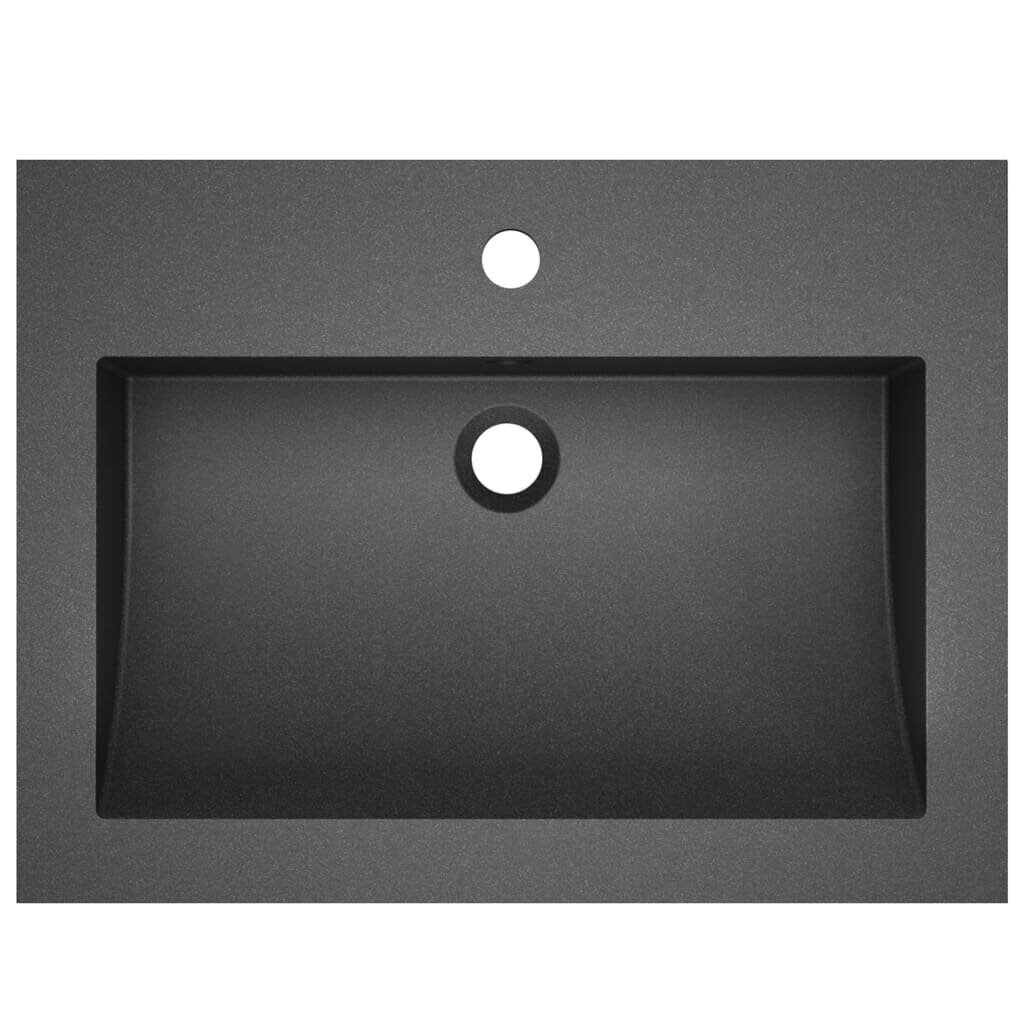 vidaXL izlietne, 600x450x120 mm, melns granīts цена и информация | Izlietnes | 220.lv