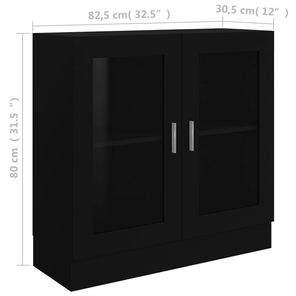 vidaXL vitrīna, melna, 82,5x30,5x80 cm, skaidu plāksne цена и информация | Vitrīnas, bufetes | 220.lv