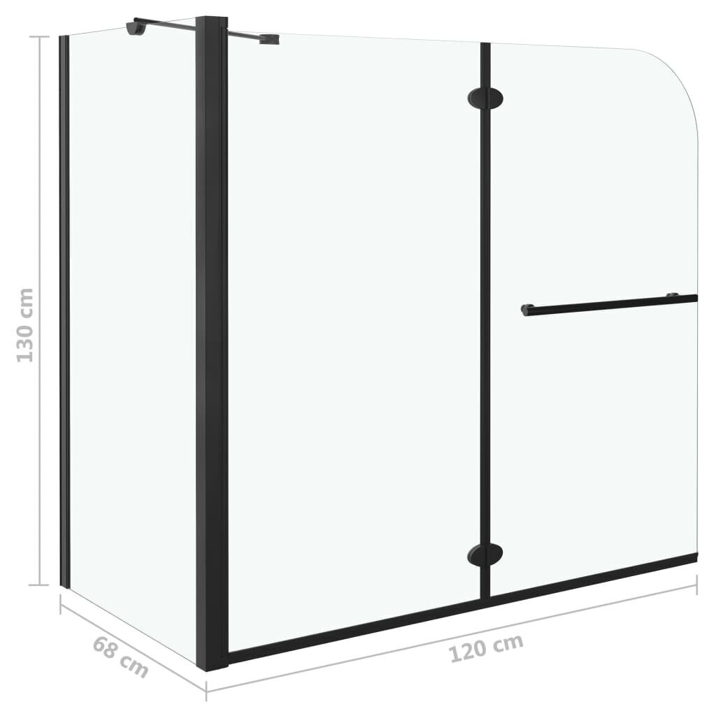 vidaXL divviru dušas kabīne, ESG, 120x68x130 cm, melna cena un informācija | Piederumi vannām un dušas kabīnēm | 220.lv