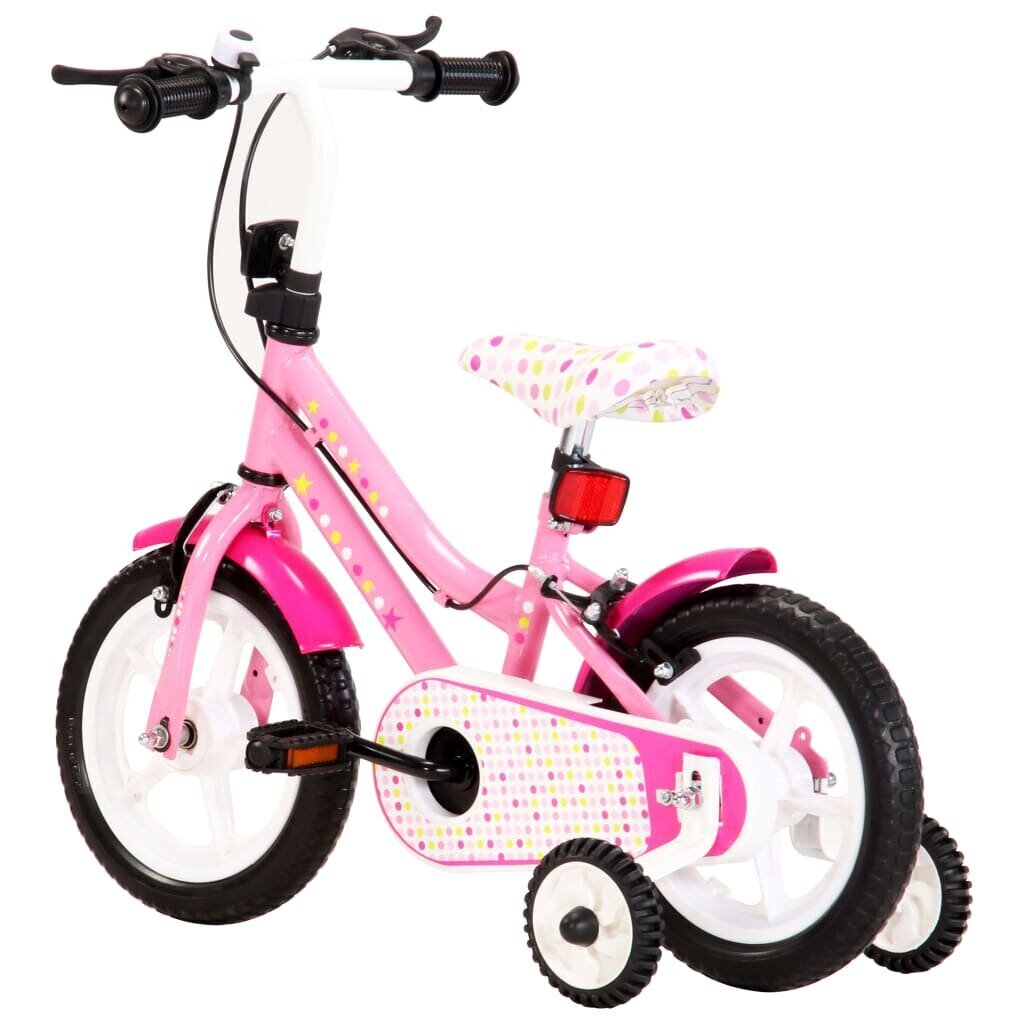 vidaXL bērnu velosipēds, 12 collas, balts ar rozā cena un informācija | Velosipēdi | 220.lv
