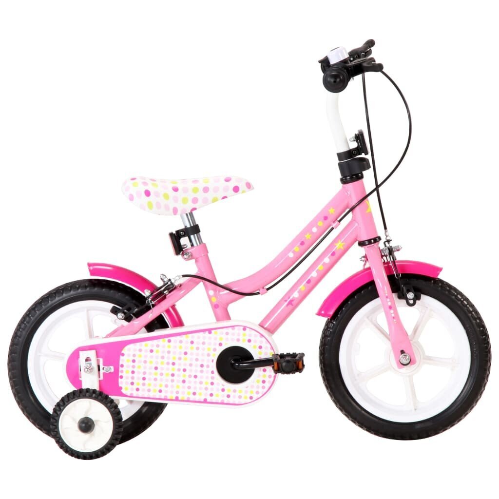 VidaXL bērnu velosipēds, 12 collas, balts ar rozā cena | 220.lv