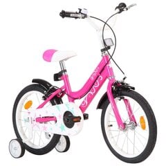 vidaXL bērnu velosipēds, 16 collas, melns ar rozā цена и информация | Велосипеды | 220.lv